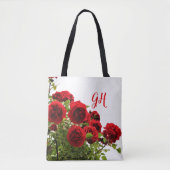 Elegant Red Rose Bouquet Monogram Tote Bag (Voorkant)