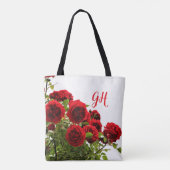 Elegant Red Rose Bouquet Monogram Tote Bag (Achterkant)