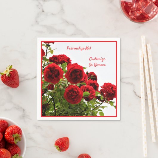 Elegant Red Rose Bouquet Romantic Persoonlijk Servet (Insitu)