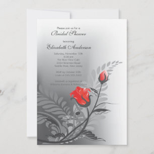 Elegant Red Rose Bridal Shower Kaart