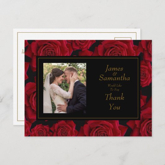 Elegant Red Rose - Bruiloft Dank U Briefkaart (Voorkant / Achterkant)