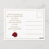 Elegant Red Rose - Bruiloft Dank U Briefkaart (Achterkant)