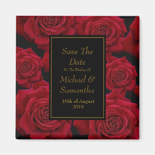 Elegant Red Rose - Bruiloft Save The Date Magneet