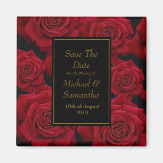 Elegant Red Rose - Bruiloft Save The Date Magneet