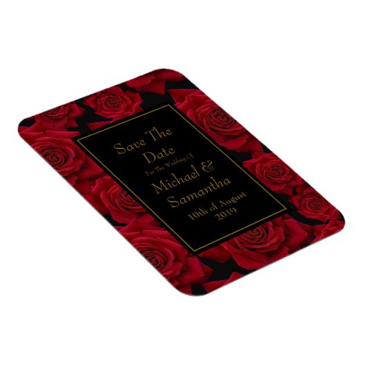 Elegant Red Rose - Bruiloft Save The Date Magneet (Rechterzijde)