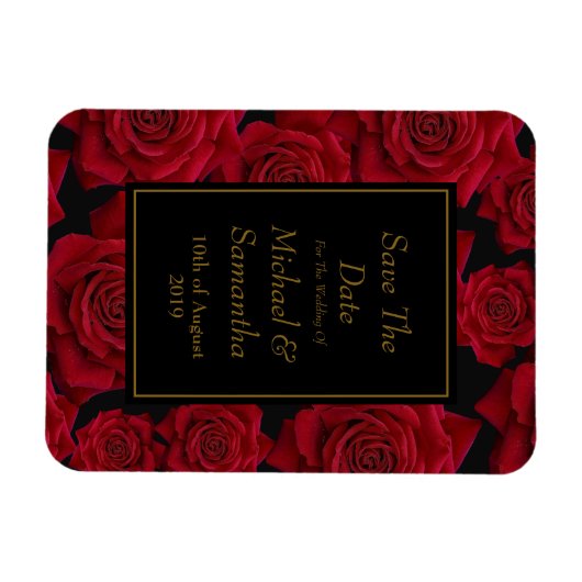 Elegant Red Rose - Bruiloft Save The Date Magneet (Horizontaal)