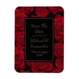 Elegant Red Rose - Bruiloft Save The Date Magneet