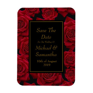 Elegant Red Rose - Bruiloft Save The Date Magneet