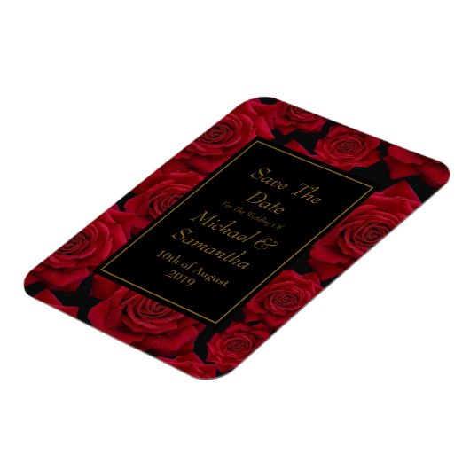 Elegant Red Rose - Bruiloft Save The Date Magneet (Linkerzijde)