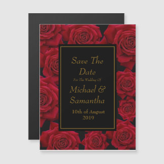 Elegant Red Rose - Bruiloft Save The Date Magnetische Uitnodiging
