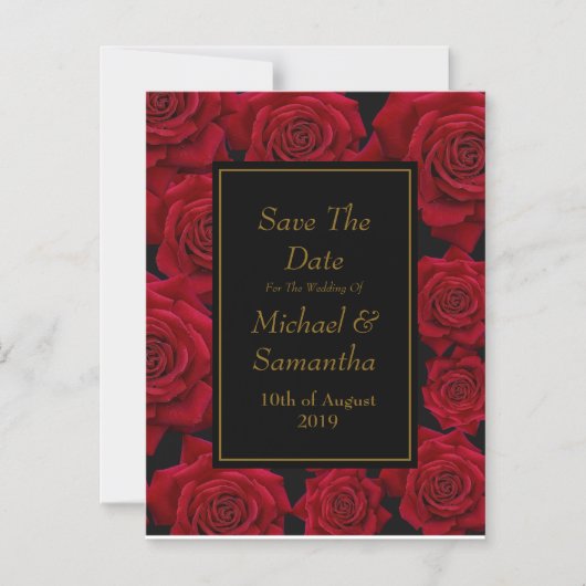 Elegant Red Rose - Bruiloft Save The Date Magnetische Uitnodiging (Voorkant)