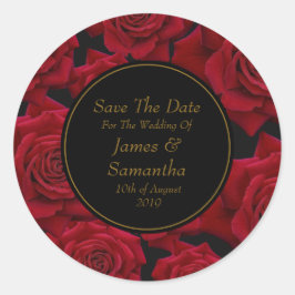 Elegant Red Rose - Bruiloft Save The Date Ronde Sticker
