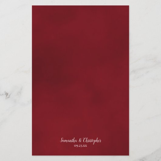 Elegant Red Rose Budget Wedding Menu (Achterkant)