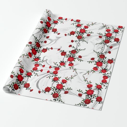Elegant Red Rose Cadeaupapier (Uitgerold)