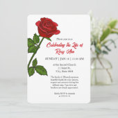 Elegant Red Rose "Celebrating the Life" Funeral  Kaart (Staand voorkant)