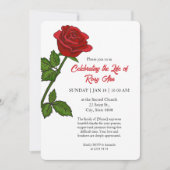 Elegant Red Rose "Celebrating the Life" Funeral  Kaart (Voorkant)