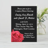 Elegant Red Rose Couples Shower Invitations Kaart (Staand voorkant)