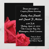 Elegant Red Rose Couples Shower Invitations Kaart (Voorkant / Achterkant)