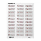Elegant Red Rose Custom Monogram Swirl Return Etiket (Full Sheet)