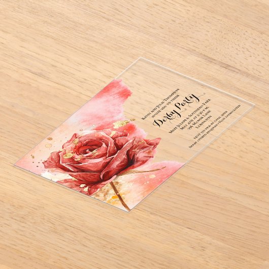 Elegant Red Rose Derby Party Acryl Uitnodigingen (Laagn)