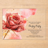Elegant Red Rose Derby Party Acryl Uitnodigingen (Voorkant)