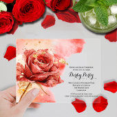 Elegant Red Rose Derby Party Acryl Uitnodigingen