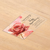 Elegant Red Rose Derby Vrijgezellenfeest Acryl Uitnodigingen (Laagn)