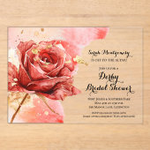 Elegant Red Rose Derby Vrijgezellenfeest Acryl Uitnodigingen (Voorkant)