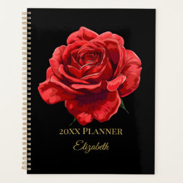 Elegant Red Rose Design Aangepaste Gouden Tekst Ac Planner