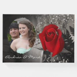 Elegant Red Rose en Soft Edge Oval Photo Lijst Gastenboek