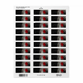 Elegant Red Rose Fade Out zwart-wit boeket Etiket (Full Sheet)