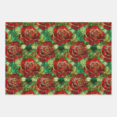 Elegant Red Rose Faux Glas in lood Patroon Inpakpapier Vel (Voorkant 3)