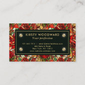 Elegant Red Rose Faux Glas in lood Patroon Visitekaartje (Achterkant)