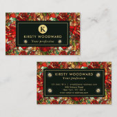 Elegant Red Rose Faux Glas in lood Patroon Visitekaartje (Voorkant / Achterkant)