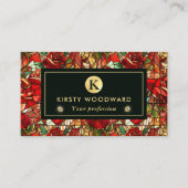 Elegant Red Rose Faux Glas in lood Patroon Visitekaartje (Voorkant)