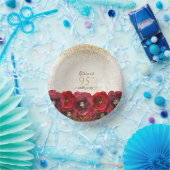 Elegant Red Rose Floral Gold 95th Birthday Party Papieren Kommen (Feest)