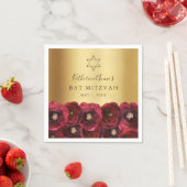 Elegant Red Rose Floral Gold Bat Mitzvah Servet (Insitu)