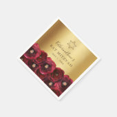 Elegant Red Rose Floral Gold Bat Mitzvah Servet (Hoek)