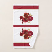 Elegant Red Rose Floral Gold Bouquet Bad Handdoek (Handdoek)