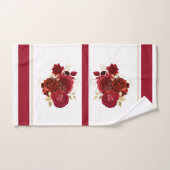 Elegant Red Rose Floral Gold Bouquet Bad Handdoek (Handdoek)