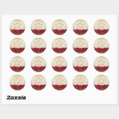 Elegant Red Rose Floral Gold Quinceañera  Ronde Sticker (Vel)