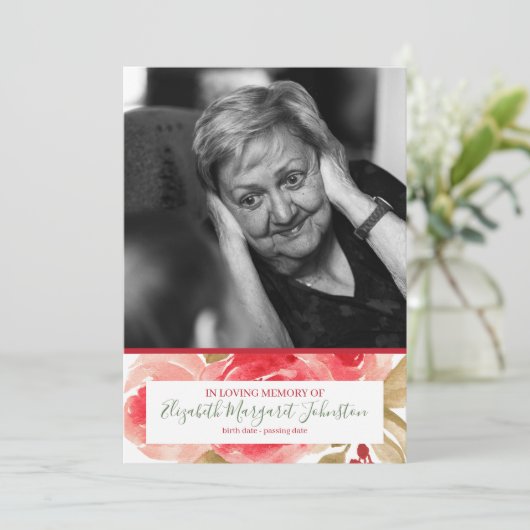 Elegant Red Rose Floral in het liefhebben van gehe Bedankkaart (Staand voorkant)