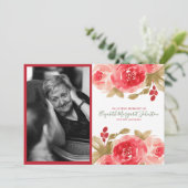 Elegant Red Rose Floral in het liefhebben van gehe Bedankkaart (Staand voorkant)