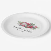 Elegant Red Rose Floral kerstbruiloft Papieren Bordje (Gekanteld)