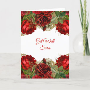 Elegant Red Rose Floral Lijst Get Well Kaart