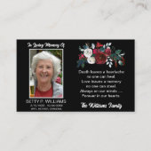 Elegant Red Rose Floral Memorial Prayer Card Visitekaartje (Voorkant)