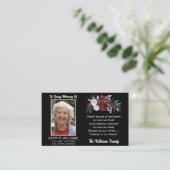 Elegant Red Rose Floral Memorial Prayer Card Visitekaartje (Staand voorkant)