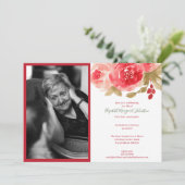 Elegant Red Rose Floral vieren het leven Bedankkaart (Staand voorkant)