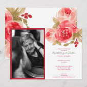 Elegant Red Rose Floral vieren het leven Bedankkaart (Voorkant / Achterkant)