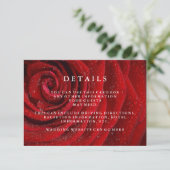 Elegant Red Rose Floral Wedding Details Informatiekaartje (Staand voorkant)